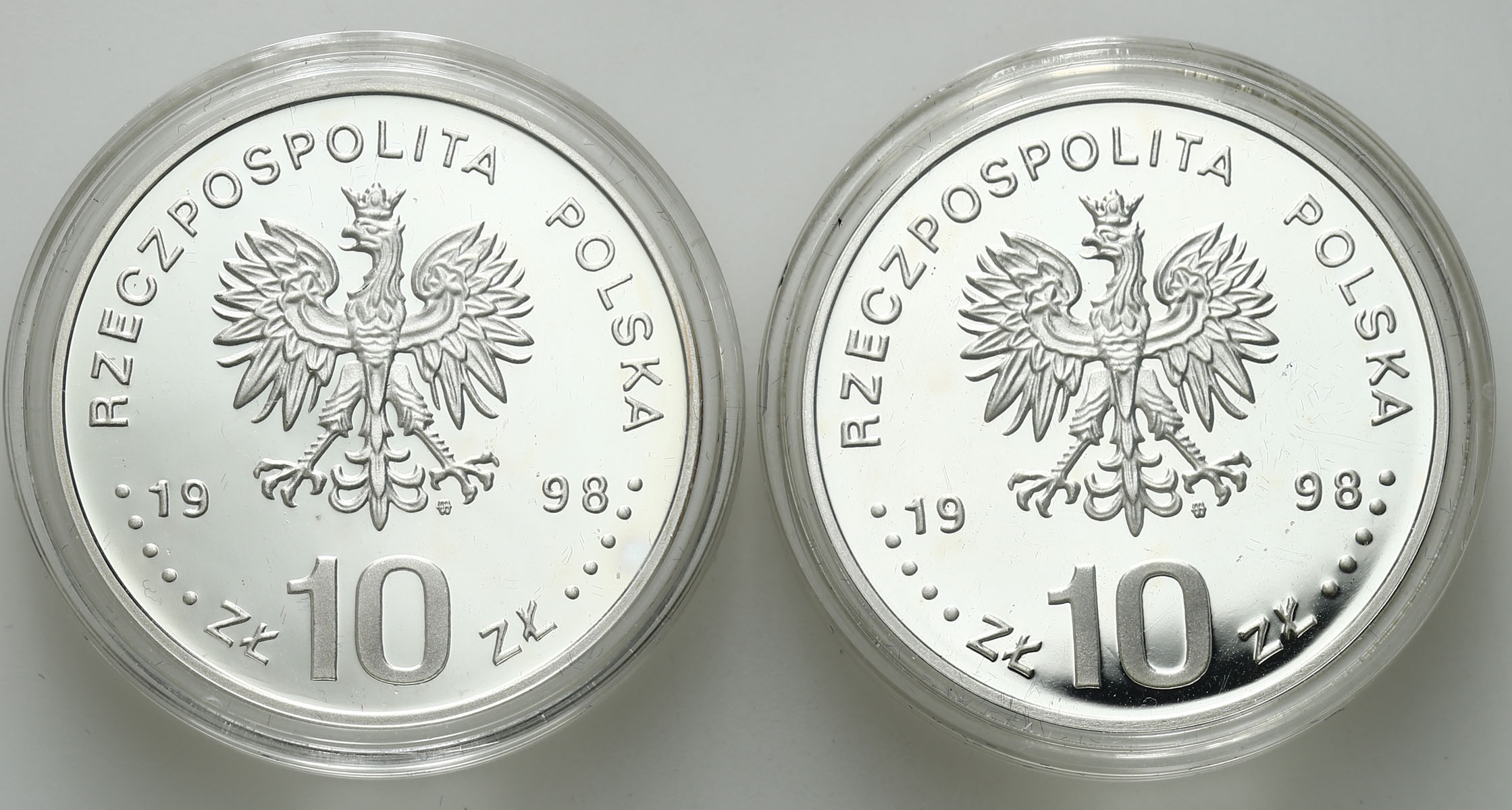 III RP. 10 złotych 1998 Zygmunt III Waza, popiersie i półpostać – zestaw 2 sztuk